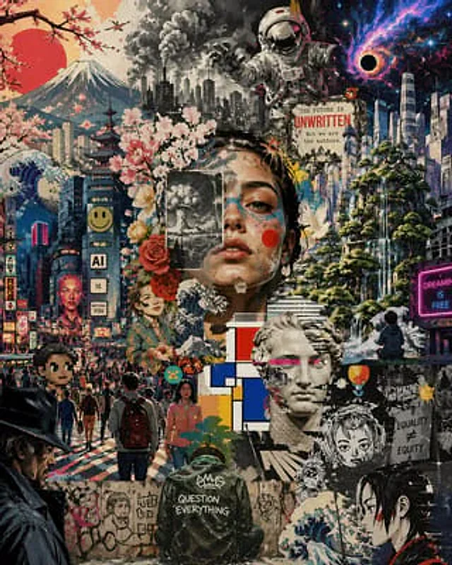 Example generated from “Surreal Futurist Japanese Collage Poster”