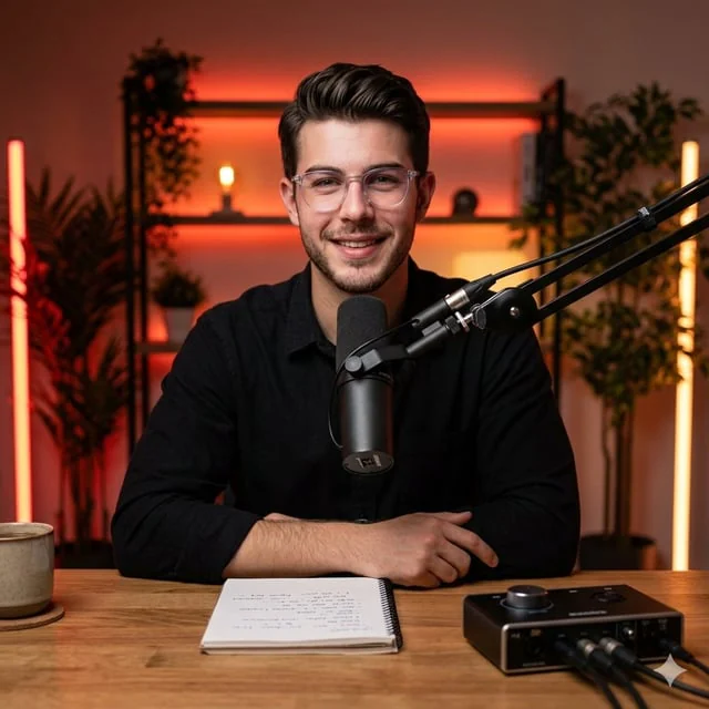 Example generated from “YouTube Thumbnail - Cinematic Podcast Studio Portrait”