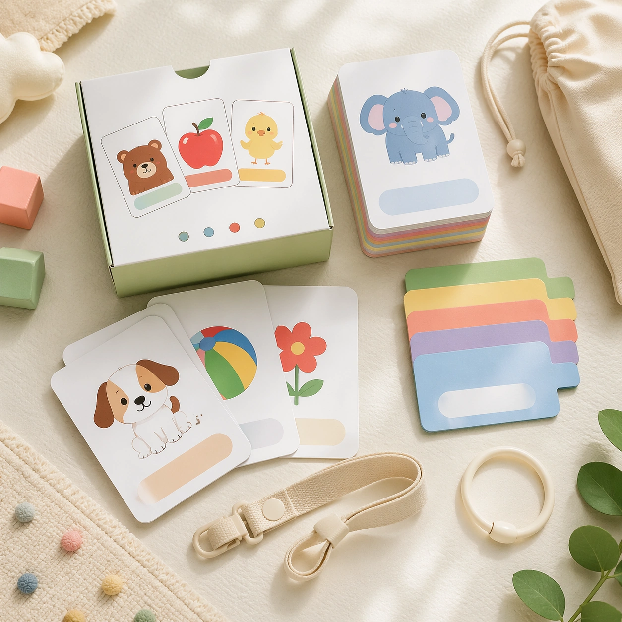 Preschool Flashcard Deck Retail Flatlay — ChaosRealmsAI · MIT