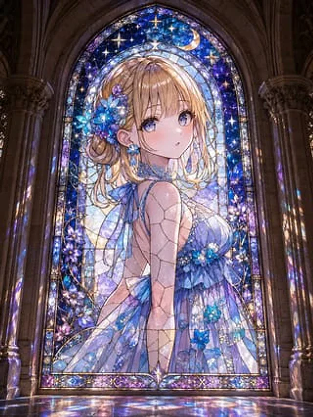 Example generated from “Anime Girl Stained Glass Chapel”