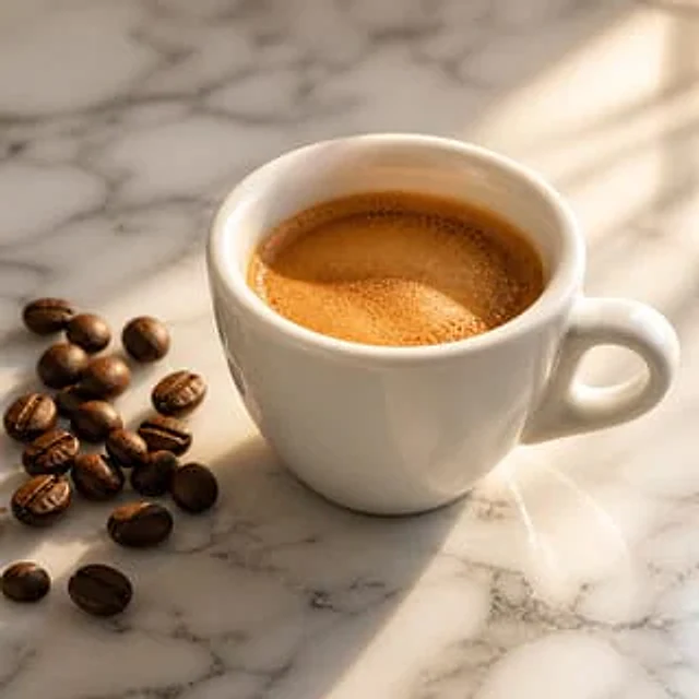 Example generated from “Espresso Cup on Marble with Beans”