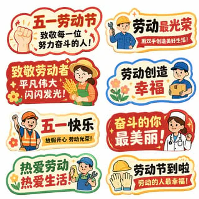 Example generated from “五一劳动节手举牌创意设计集”
