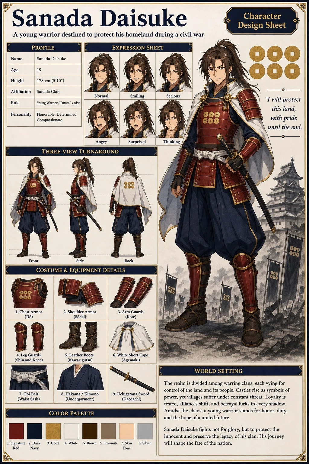 Anime Samurai Character-design Sheet — ClawLabs AI · MIT