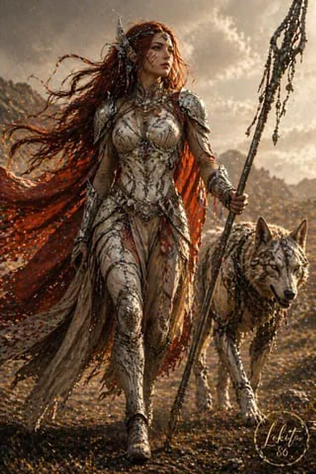 Example generated from “Epic Fantasy Warrior and Wolf”