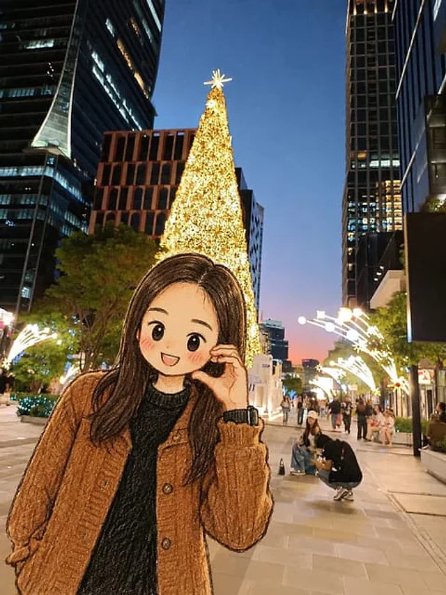 Example generated from “圣诞街景 Chibi 真实背景人像”