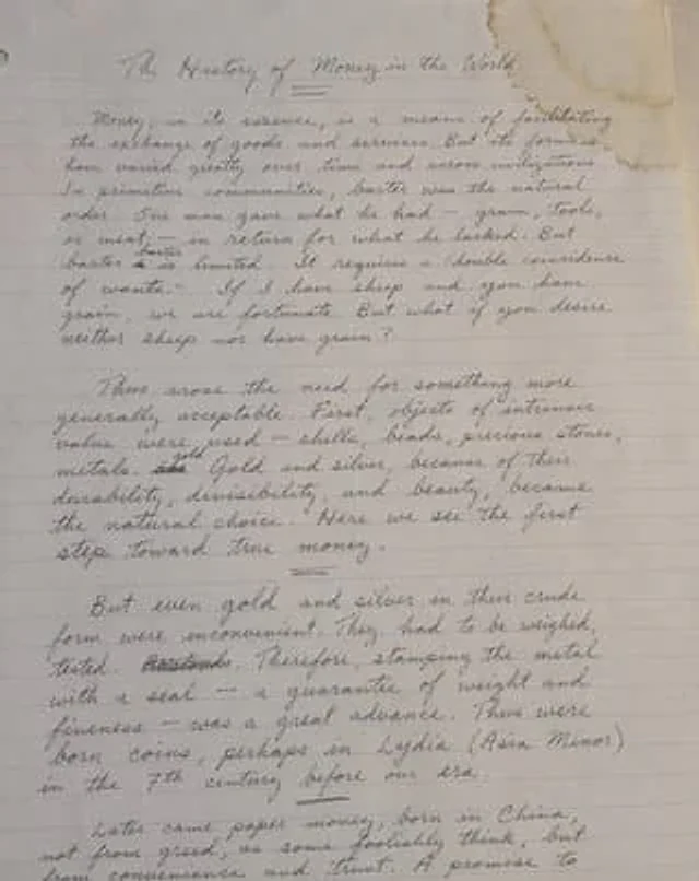 Example generated from “Handwritten Historical Essay”