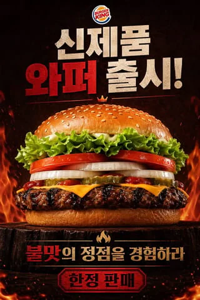 Example generated from “Fiery Burger King Whopper Poster”