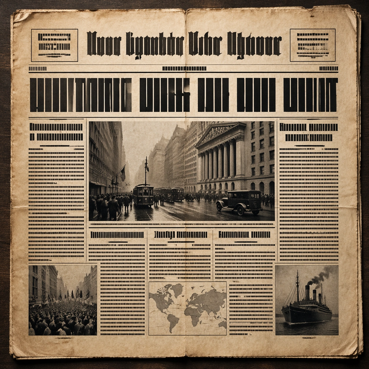 Example generated from “Vintage Newspaper Front-Page Layout Concept — ChaosRealmsAI · MIT”