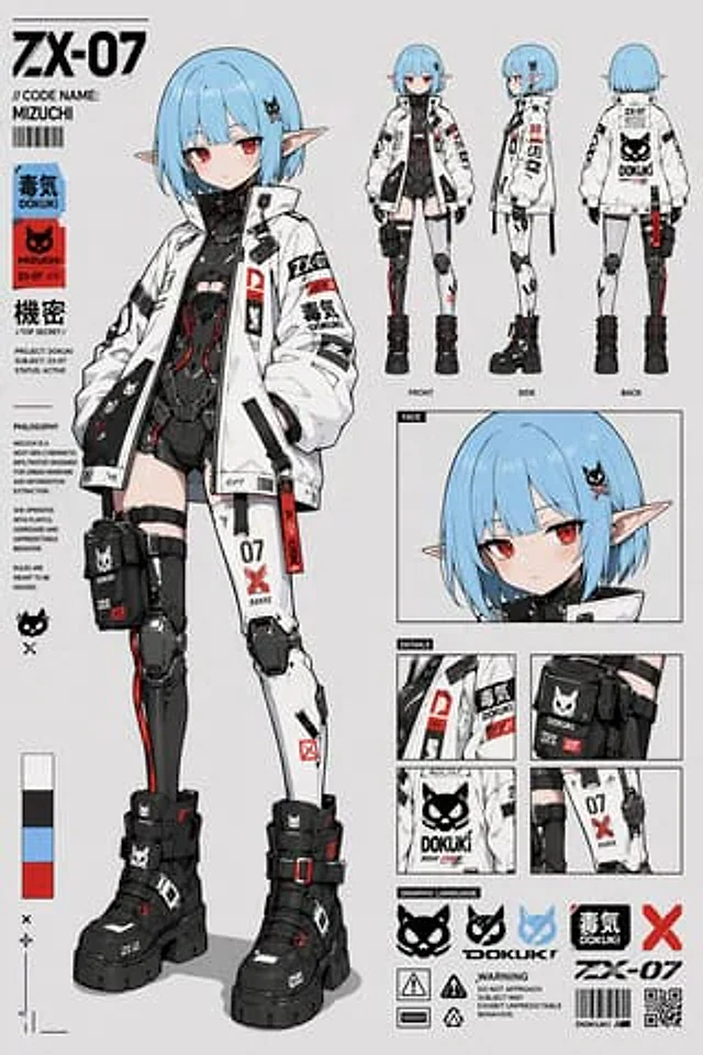 Example generated from “Cyberpunk Anime Character Sheet”