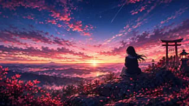Example generated from “Anime Sunset Mountain Landscape”