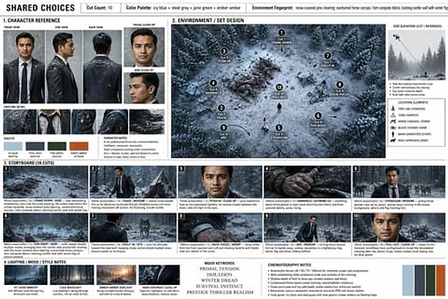 Example generated from “冬季生存惊悚 Storyboard”