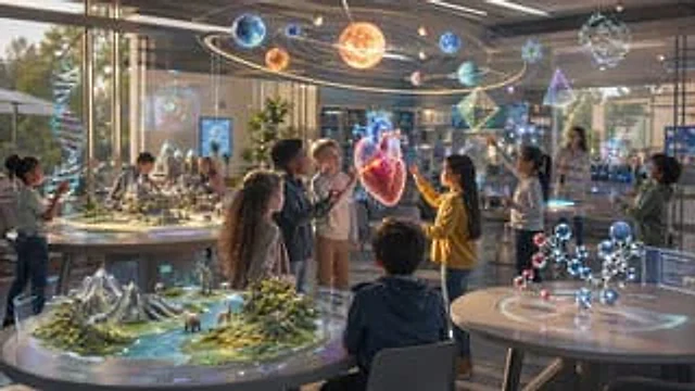 Example generated from “Futuristic STEM Classroom with Holograms”