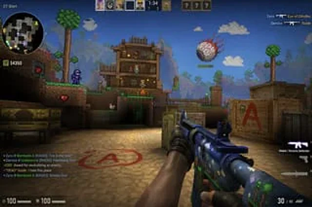 Example generated from “Counter-Strike x Terraria Screenshot Mashup”