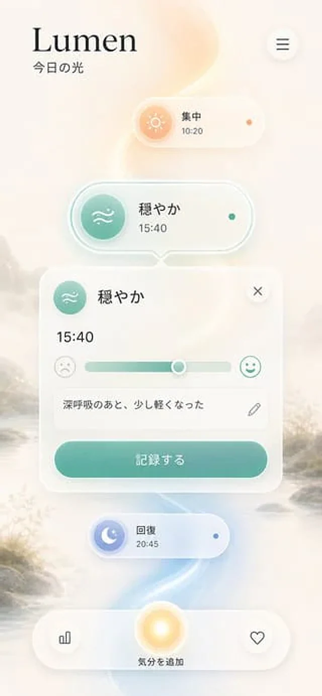 Example generated from “Lumen iOS Wellness App Mockup”