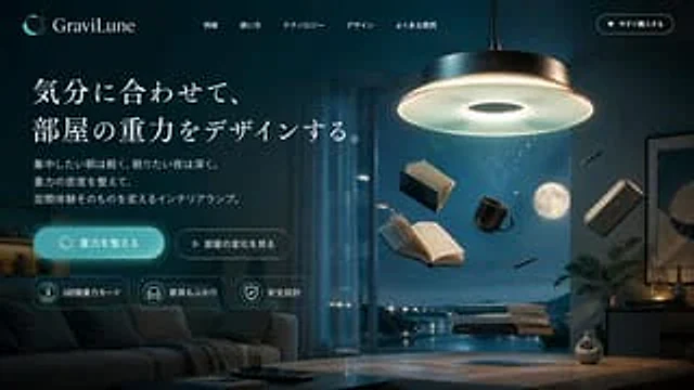 Example generated from “Anti-Gravity Lamp Landing Page Mockup”