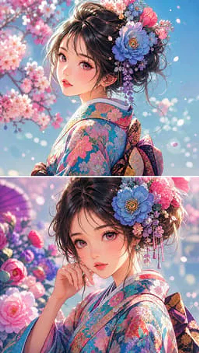 Example generated from “花簪和服动漫肖像”