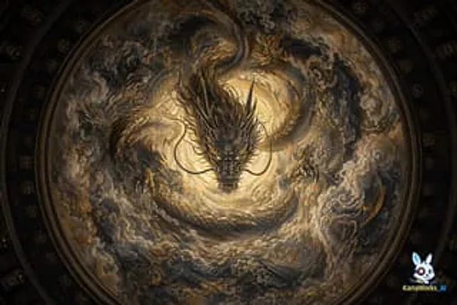 Example generated from “Museum-grade Crying Dragon Dome Mural”