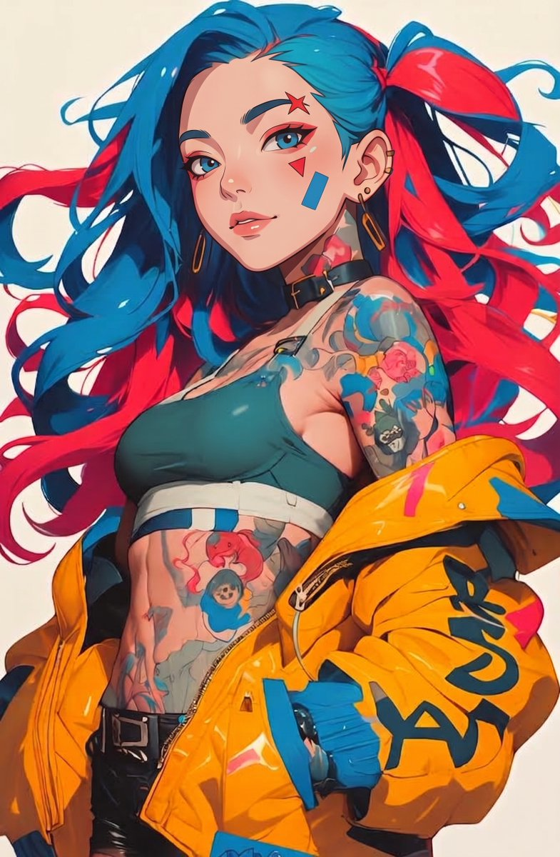 Punk Style Split-Dye Anime Woman — Reference Image Required