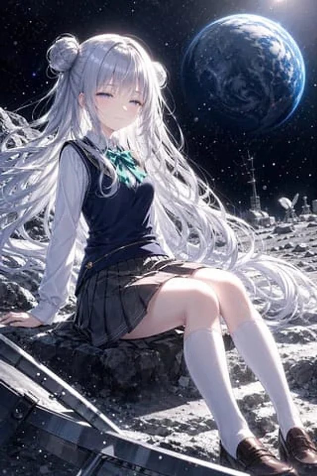 Example generated from “Anime Schoolgirl on the Moon”