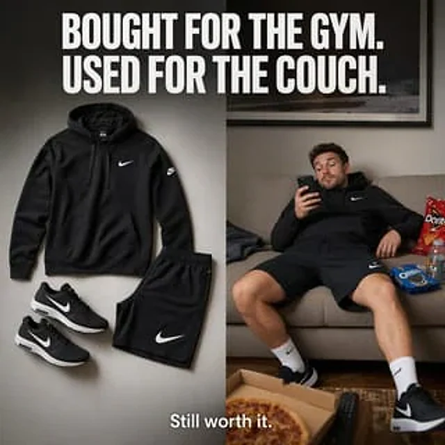 Example generated from “Split-Screen Athleisure Ad”
