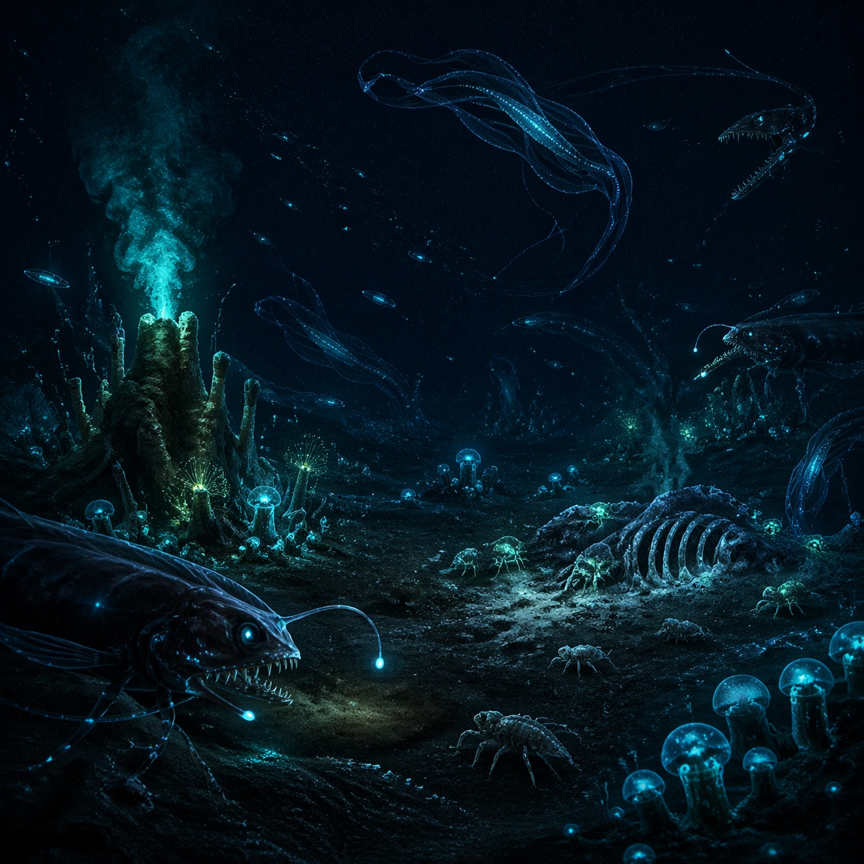 Abyssal Bioluminescent Ecosystem — ChaosRealmsAI · MIT