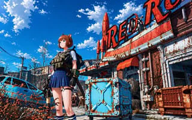 Example generated from “Post-Apocalyptic Tactical Anime Girl”