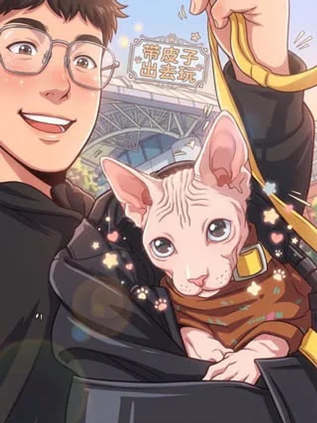 Example generated from “Anime Selfie With Sphynx Cat”