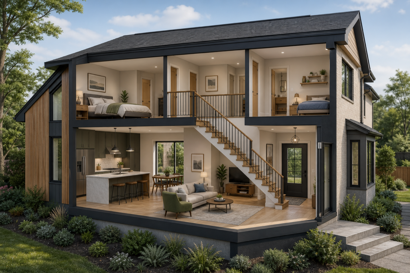 Example generated from “Style demo · Cutaway — two-story house”