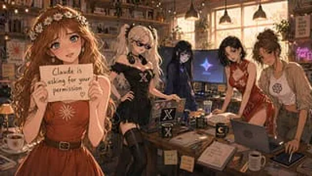 Example generated from “Anime AI Studio Girls at Sunset”