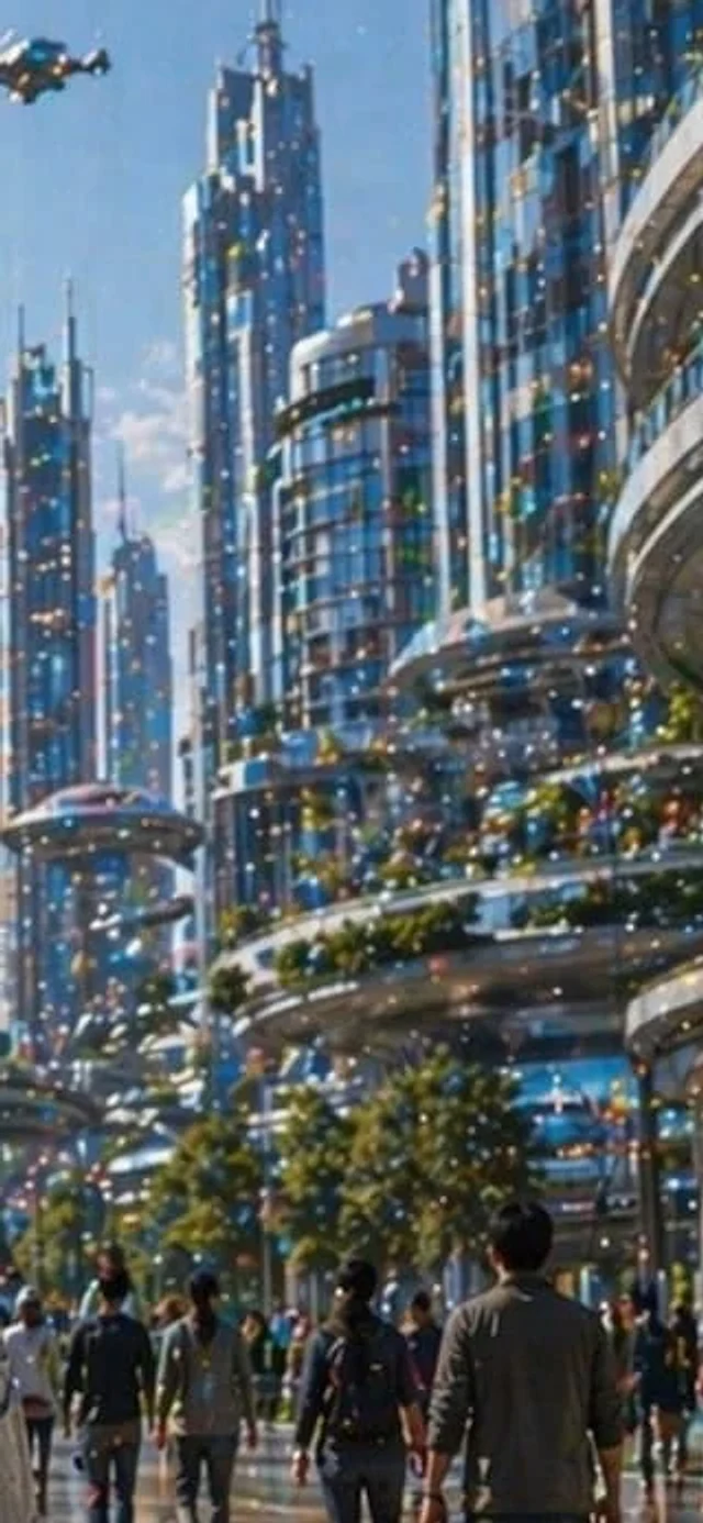 Example generated from “Futuristic City With Sparkling Artifacts”