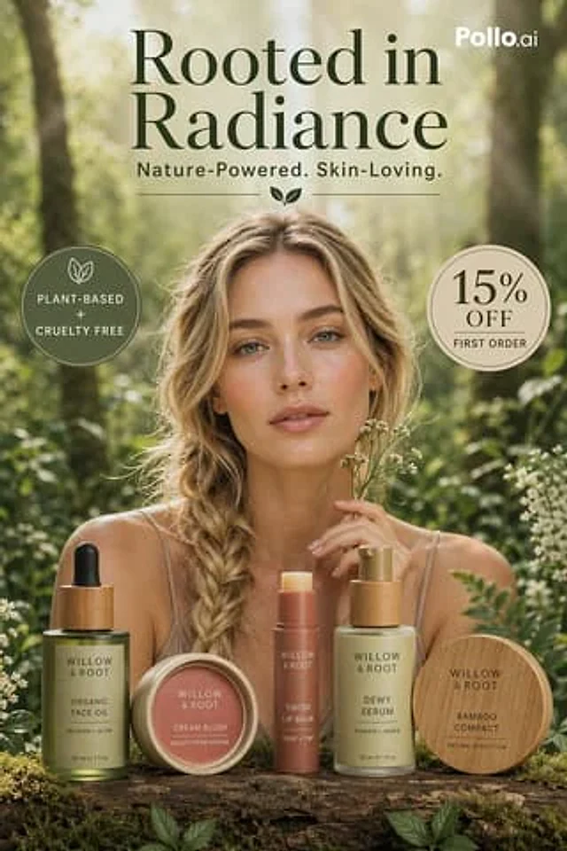 Example generated from “Luxury Botanical Skincare Forest Ad”
