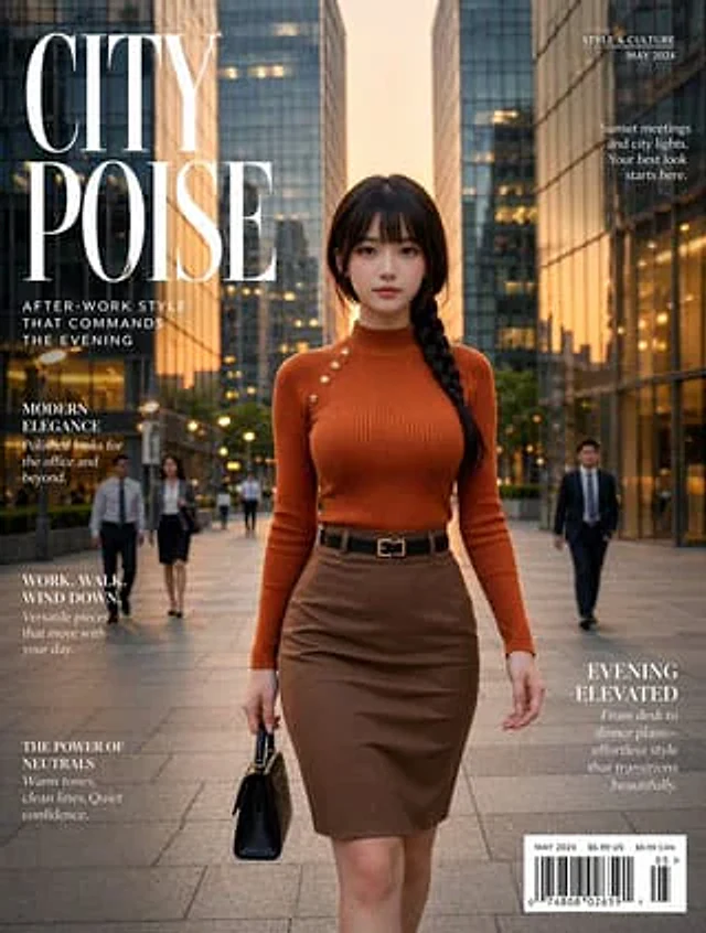 Example generated from “Elegant City Fashion Magazine Cover”