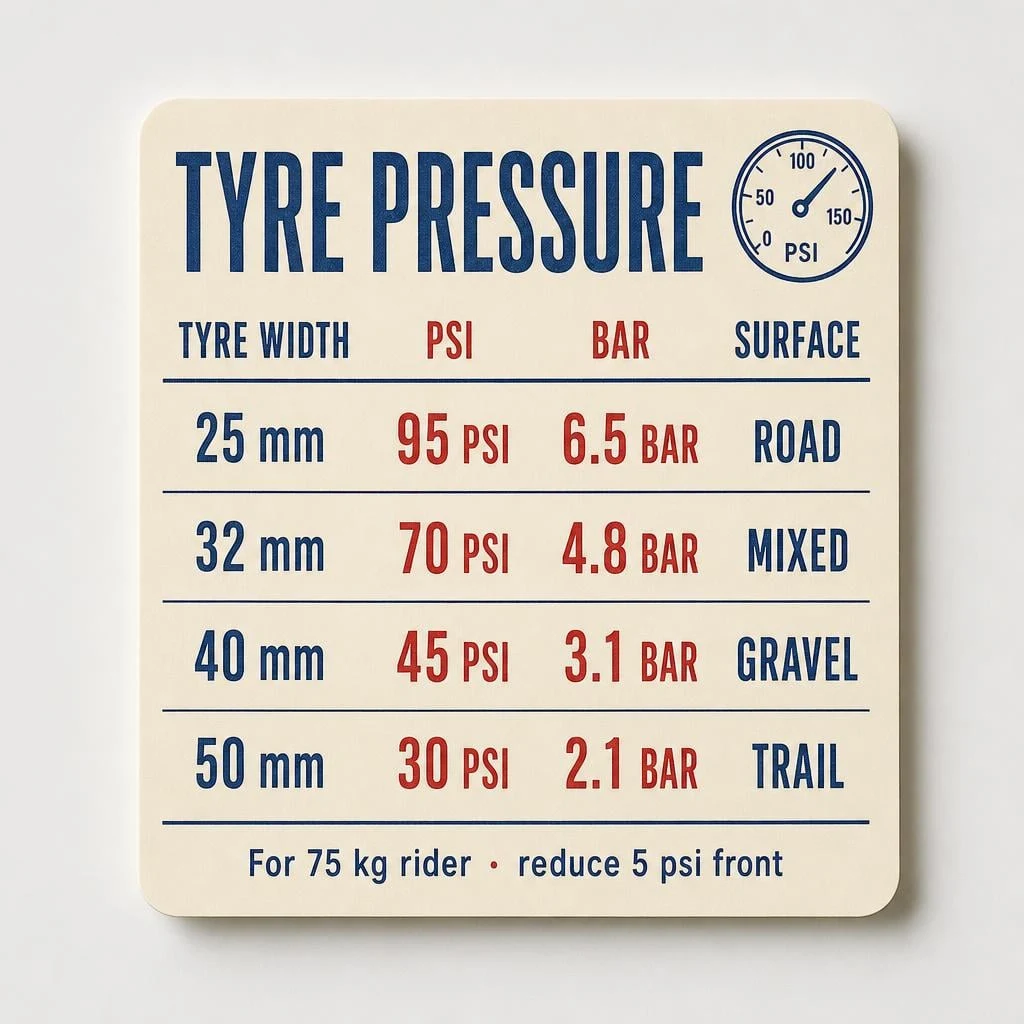 Example generated from “Bicycle Tyre Pressure Reference Card”