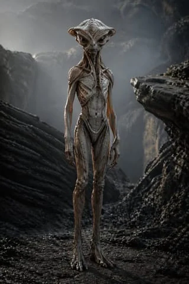 Example generated from “Photoreal Alien in Dark Ravine”