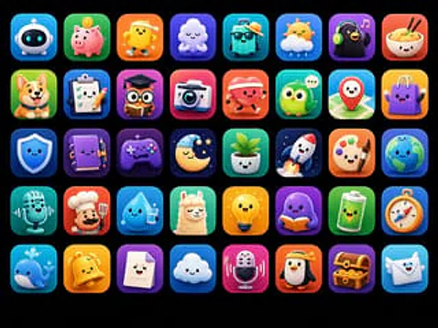 Example generated from “Cute 3D App Mascot Icon Grid”