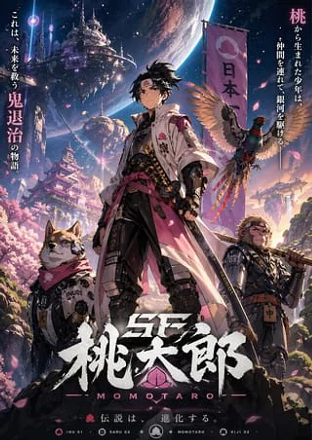 Example generated from “赛博科幻桃太郎主视觉图”