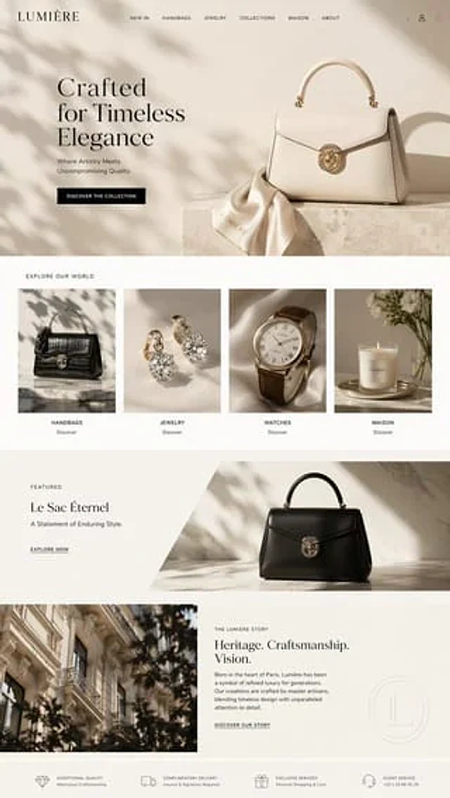 Example generated from “Luxury E-Commerce Landing Page Mockup”