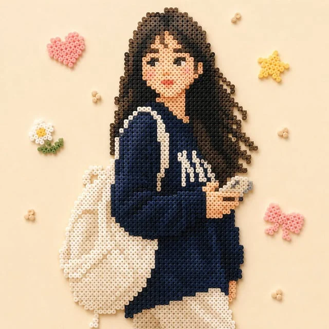Example generated from “Beaded Pixel Art Portrait”