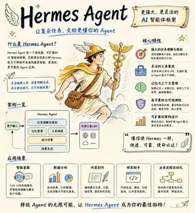 Example generated from “Hand-drawn Hermes Agent Poster”
