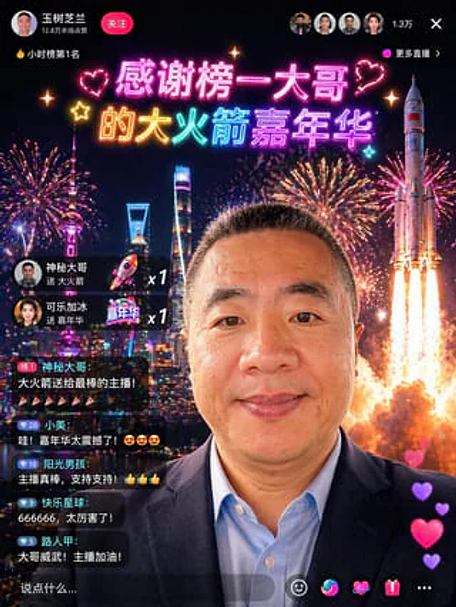 Example generated from “Chinese Livestream Rocket Gala Edit”