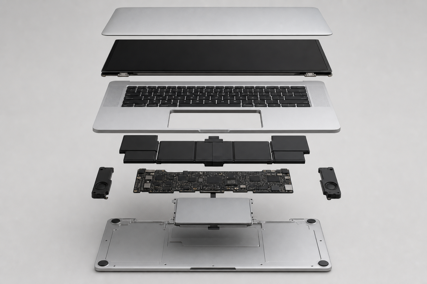 Example generated from “Style demo · Exploded view — Apple MacBook”