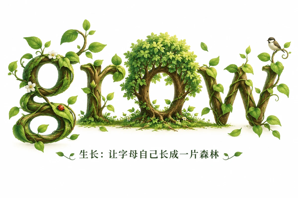 Example generated from “字母与单词含义融合”
