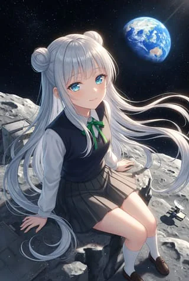 Example generated from “Anime Schoolgirl on the Moon”