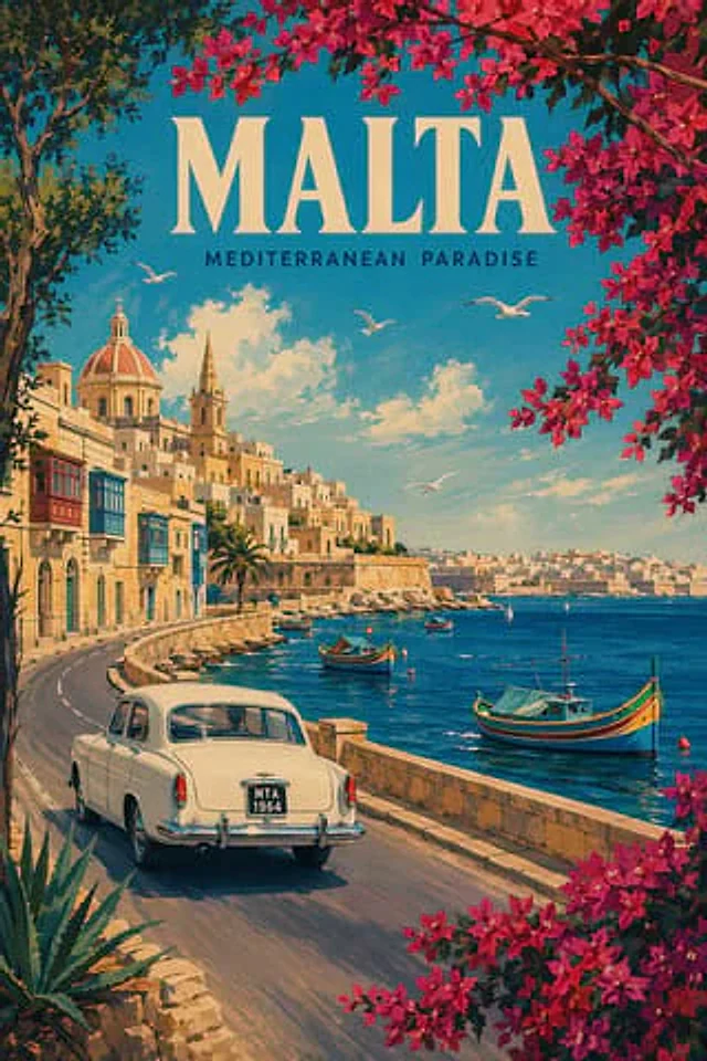Example generated from “Vintage Malta Travel Poster”