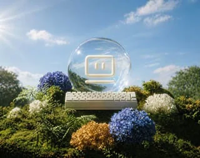 Example generated from “Glass AI Orb in a Garden”