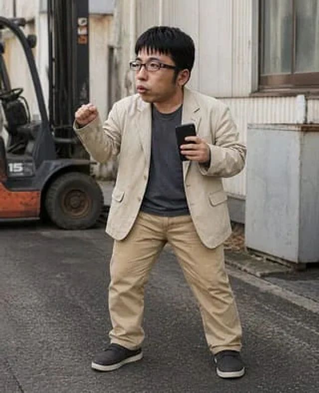 Example generated from “Industrial Alley Candid Man Photo”