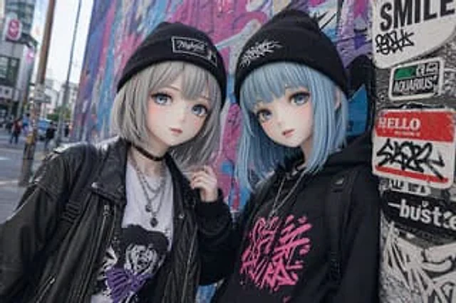 Example generated from “Kawaii Street Fashion Duo Portrait”