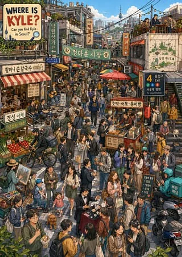 Example generated from “Find Kyle in a Seoul Market”