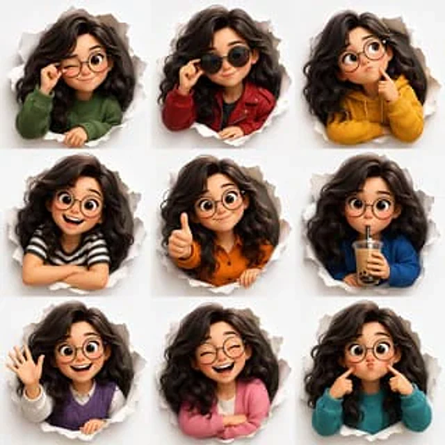 Example generated from “3D Animated Character Expression Grid”