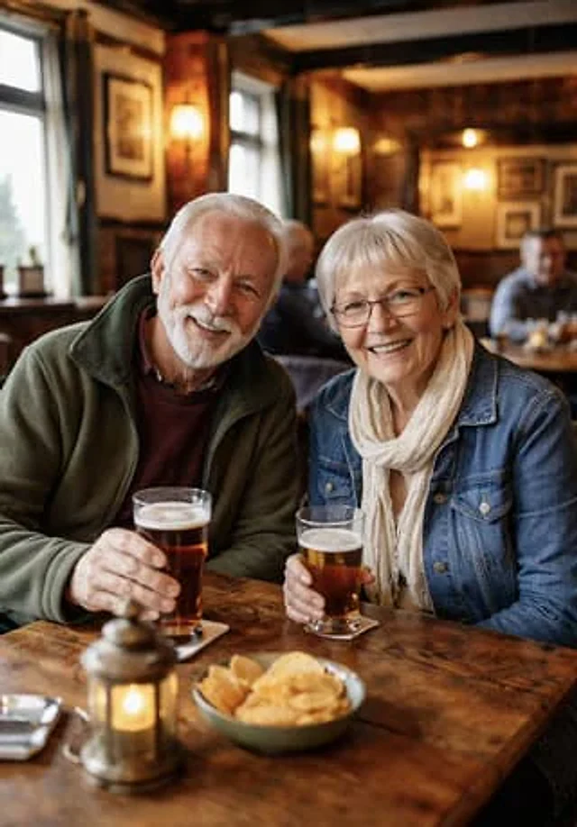 Example generated from “Photorealistic Older Couple in a Pub”